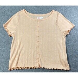 Wonder Nation Girls Size XL (14-16) Short Sleeve Rib Top • Apricot Delight